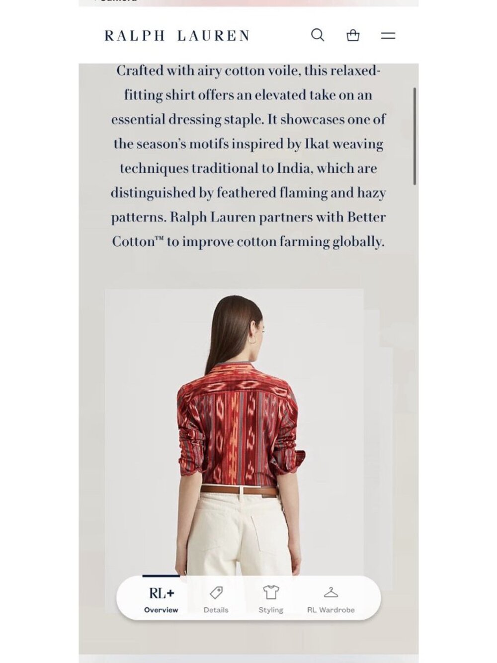 Ralph Lauren Large Red Ikat Cotton Button Up Shirt Southwestern Tribal Western - Picture 3 of 12